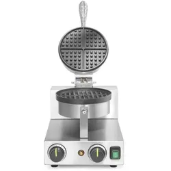 Hendi Waffeleisen rund, 50/220°C, 230V/1000W, belgische Waffeln, Brüssel, Profi Line, Waffelautomat, Edelstahl, 2 Stück Waffeln