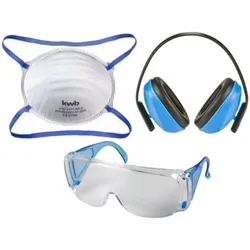 KWB Sicherheitsset, 3-tlg., blau
Gehörschutz, Schutzbrille, Staubmaske