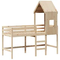 VidaXL Hochbett mit Leiter und Dach 80x200 cm Massivholz