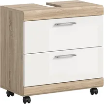 xonox.home Waschbeckenunterschrank Lambada 60 x 60 cm Weiß Hochglanz/Sonoma Eiche