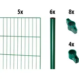 garden 'n' more Einstabmattenzaun GARDEN 'N' MORE "mit Rundpfosten", grün, H:75cm L:10cm, Stahl, Kunststoff, Zaunelemente, 5 Elemente für 10 m, LxH: 200 x 75 cm, mit 6 Pfosten