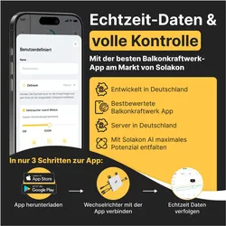 Balkonkraftwerk mit Speicher, 2000W/800W Solaranlage Steckerfertig WIFI Komplettset Photovoltaik Anlage 800W, Kabellänge: 5m