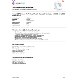 Gosund USB-Steckdose 20 W Weiß 1 St.
