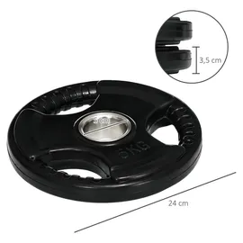 sportnow Hantelscheiben 2 x 5 KG gummierte Olympiascheiben für Krafttraining schwarz
