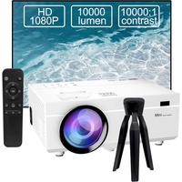 ✅ Mini Beamer Full HD 1080P 10000 Lumen Unterstütz. 4K Video LED Heimkino 300 ''