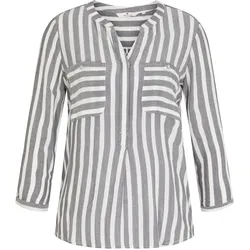 TOM TAILOR Damen Gestreifte Bluse mit Taschen, blau, Gestreift, Gr. 36