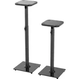 Relaxdays Lautsprecherständer Set, bis 10 kg, höhenverstellbar, 72-95cm, Boxenständer rutschfest, Metall & Glas, schwarz