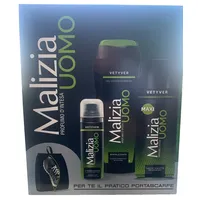 MALIZIA UOMO VETYVER Geschnekset mit Tasche, Edt, Rasierschaum, Duschshampoo