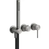 GESSI Gessi316 Fertigmontageset Einhebelmischer Dusche oder Wanne für Unterputz-Körper, 2-Wege Umlenkkartusche, einzelne Rosetten, 54039239, Farbe: Edelstahl gebürstet