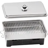 Mahlzeit Edelstahl Tischräucherofen, Räucherofen mit Thermometer, Smoker, Tischräucher-Set - Silber