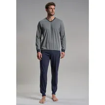 Bugatti Pyjama Genua in blau-dunkel-Allover | Gr.: 48