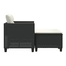 vidaXL Gartensofa 2-Sitzer mit Hockern Schwarz Poly Rattan