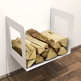 tuning-art Kaminholzregal KR04-WS Edelstahl Wandmontage Weiß
