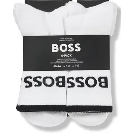 Boss 6er Pack Businesssocken Stripe CC Weiß 39-42