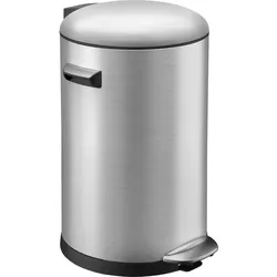 PROREGAL Retro Treteimer mit markanten Griffen und Kugelkappe | 20 Liter, HxØ 48,5x29,2cm | Kunststoff-Inneneimer | Silber