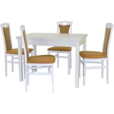 HOFMANN LIVING AND MORE Essgruppe »5tlg. Tischgruppe«, (Spar-Set, 5 tlg 5tlg. Tischgruppe), weiß + gelb, + weiß, , 52641330-0 B/H/T: 45 cm x 95 cm x 48 cm,