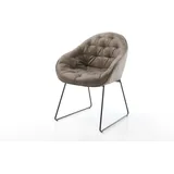 DELIFE Esszimmerstuhl Gaio-Flex Mikrofaser Taupe Vintage Kufengestell Schwarz, Esszimmerstühle