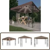 Pavillon mit LED-Lichterkette 3x3 m Taupe - Vidaxl
