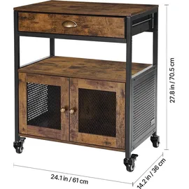 Vevor Kaffeebarschrank 61 x 36 x 70,5 cm Kaffeebarschrank im Landhausstil mit 4-stufigem Stauraum, beweglicher Kaffeebartisch mit Rollen &Netztür,