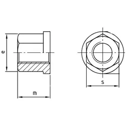Sechskantmutter mit Bund blank