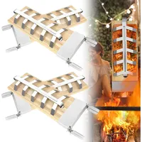 XINZI Flammlachsbretter, 4X Räucherbrett aus Zedernholz, mit 5 Stufen einstellbar Stabiler Edelstahl-Halterung, Lachs bis 2,5kg, für Feuerschalen...