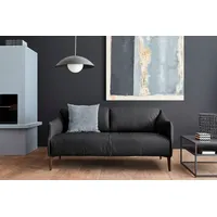 2,5-Sitzer W.SCHILLIG "sally", schwarz (schwarz z59), B:174cm H:78cm T:84cm, Longlife Xtra-Leder Z59: Glattleder mit modischer Prägung. Hautstärke 0, 9 - 1, 1 mm., Sofas, mit Metall-Winkelfüßen in Bronze pulverbeschichtet, Breite 174 cm