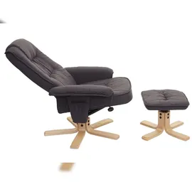 Mendler Relaxsessel M56, Fernsehsessel TV-Sessel mit Hocker, Stoff/Textil, FSC®-zertifiziert ~ dunkelgrau