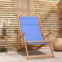 The Living Store Strandstuhl Klappbar Massivholz Teak Blau