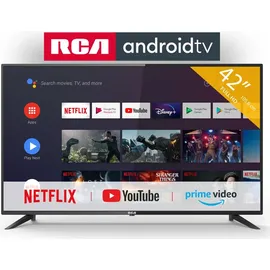 RCA RS42 Android Fernseher 42 Zoll Smart TV mit Google Assistant, Chromecast, Netflix, Prime Video, Google Play Store für DAZN, Disney+ UVM, BT-Fernbedienung, WiFi, Triple-Tuner