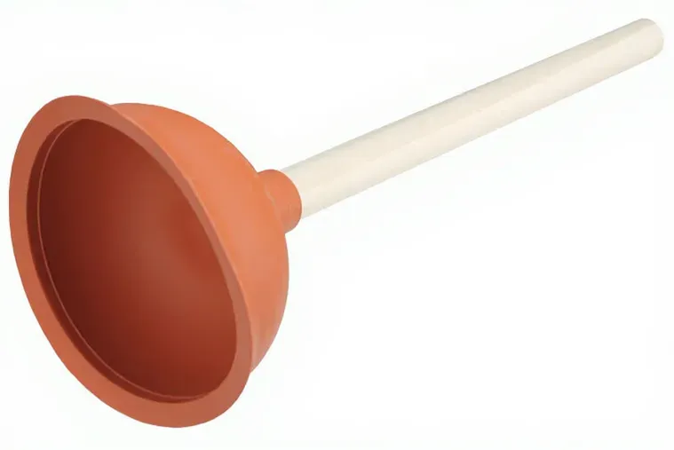 Abflussreiniger mit Holzgriff, Weicher Gummibecher (D:14cm)