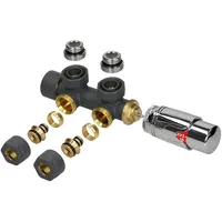 Luxebath Ventil-Armaturen Set Multiblock Anthrazit Eckform mit Thermostatkopf