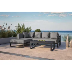 OUTFLEXX Willis Ecklounge, anthrazit matt, Aluminium/Polyester, 5 Personen, inkl. Beistelltisch