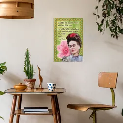 LuckyLinde Wanddekoobjekt »Frida Kahlo - Kraft zu Lachen«, (1 St.), Exklusive JANOSCH Kindermotive, Stahlschild LuckyLinde bunt