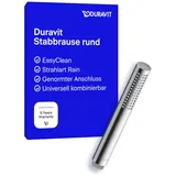 Duravit Universal Stabbrause, Duschkopf mit Strahlart Rain, Duschbrause rund, Handbrause mit reinigungsfreundlichen Silikonnoppen, Chrom