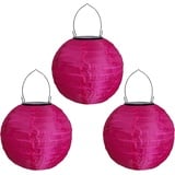 Youning Lampions Außen Wetterfest Solar LED Laterne Wasserdicht Hängende Solar Lampion für Außen 30cm Solarlaterne Outdoor Deko Nylon Papier Laterne Runde Gartenlampions Außenlaternen (3PCS/Pink#)