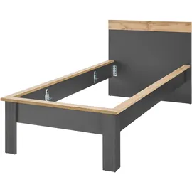 Home Affaire Einzelbett HOME AFFAIRE "WESTMINSTER Bett im Landhausstil, Doppelbett, Bettgestell", grau (grau dunkel, grau dunkel, eiche wotan dekor), B:107cm H:94cm L:210cm, Betten, in verschiedenen Farben verfügbar, Liegefläche 90/140/180x200 cm