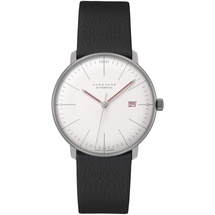 Junghans max bill Automatic Bauhaus Lederband Schwarz