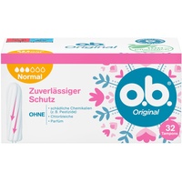 o.b. Original Normal (7x32 Stück), Tampons für mittlere bis stärkere Tage, mit geschwungenen Rillen für zuverlässigen Schutz und ein sauberes Gefühl