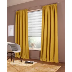 Vorhang MY HOME "Raja" Gr. 4, grau (messingfarben), B:140cm H:245cm, Polyester, Recyceltes Material, Gardinen, 2er-Set, Bestseller, einfarbig, modern, pflegeleicht, Mikrofaser