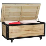 Outsunny Gartenbox 121L, aus Holz, Gartenbox, Auflagenbox mit Rollen (Aufbewahrungsbox, 1 St., Aufbewahrungskiste), für Balkon, Terrasse, Natur beige