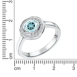 VIVANCE Fingerring VIVANCE "925/- Sterling Silber rhodiniert Blautopas und Weißtopas" Gr. 54, weiß, Fingerringe, Damen, 054 (17,2), Silber 925 (Sterlingsilber), Fingerring