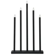 Star Trading Fensterleuchter HOLY 5-flammig, Material: Holz/Metall, Farbe: schwarz,