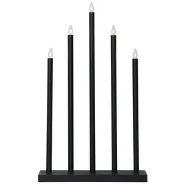 Star Trading Fensterleuchter HOLY 5-flammig, Material: Holz/Metall, Farbe: schwarz,