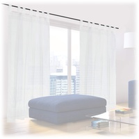Relaxdays Gardinen 2er Set, HxB: 175x140 cm, halbtransparente Vorhänge, Wohn- & Schlafzimmer, Schlaufengardinen, weiß