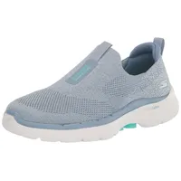 Skechers Damen Go Walk 6 Glimmering Sneaker, Blue Textile Turquoise Trim, 38.5 EU - 38.5 EU