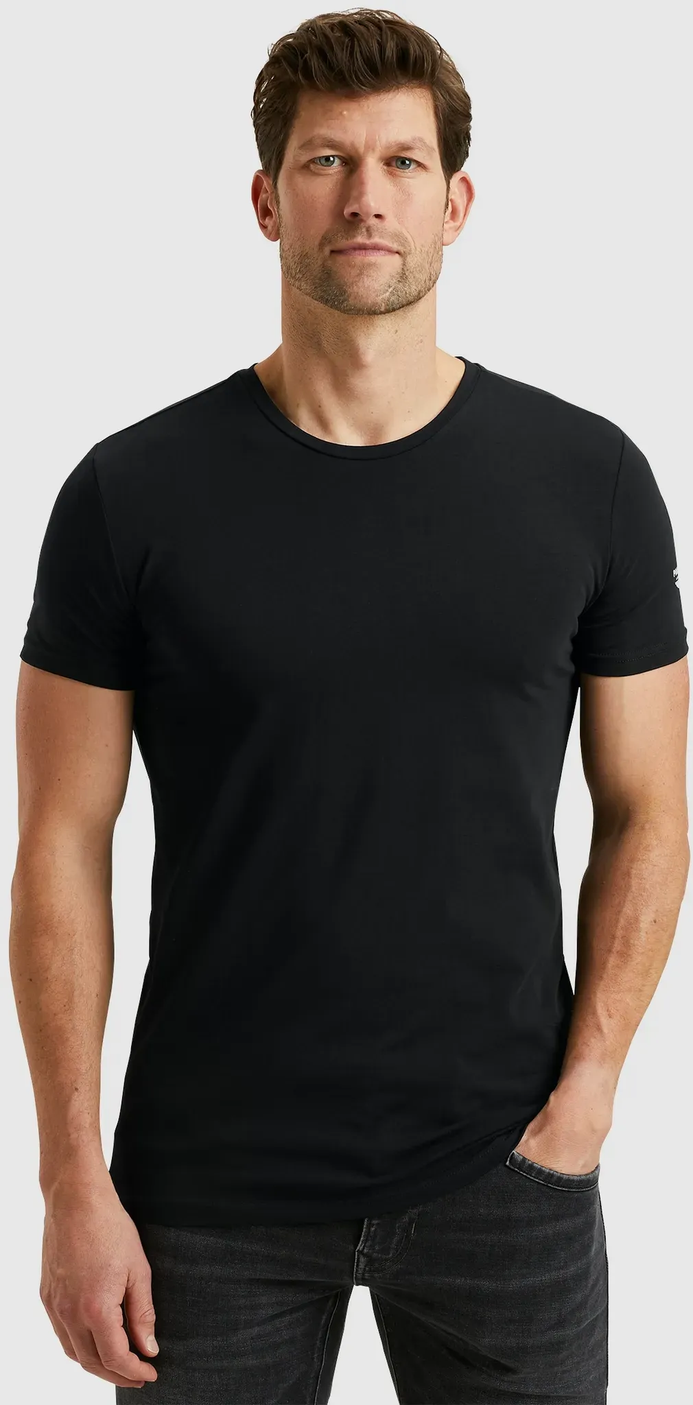 T-Shirt PME LEGEND "PME 2-packbasict-shirt", Damen, Gr. L, schwarz, Jersey, Obermaterial: 95% Baumwolle, 5% Elasthan, unifarben, regular fit normal, Rundhals, Shirts T-Shirt