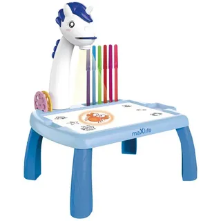 MaxLife Projektor mit Zeichentisch MXDP-200 in Blau mit einem Einhorn als Strahler für Kinder
