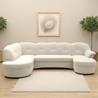 Wohnlandschaft DOMO COLLECTION "Flores auch in Leder-Bezug, B/T/H: 293/180/86 cm, U-Form", beige (creme), B:293cm H:84cm T:182cm, 100% Polyester, Sofas, Wohnlandschaft, wahlweise mit Bettfunktion, wahlweise mit Federkern, Topseller