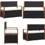 Vidaxl - Bank Mit Stauraum 115 Cm Poly Rattan Massivholz Akazie Schwarz - Rattan Möbel - Gartenbank - Außenbank - Stauraumbank - Gartenmöbeln - Home & Living