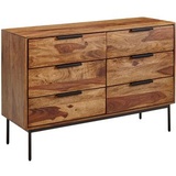 Wohnling Kommode WL6.564, sheesham, mit 6 Schubladen, 117 x 80 x 42cm